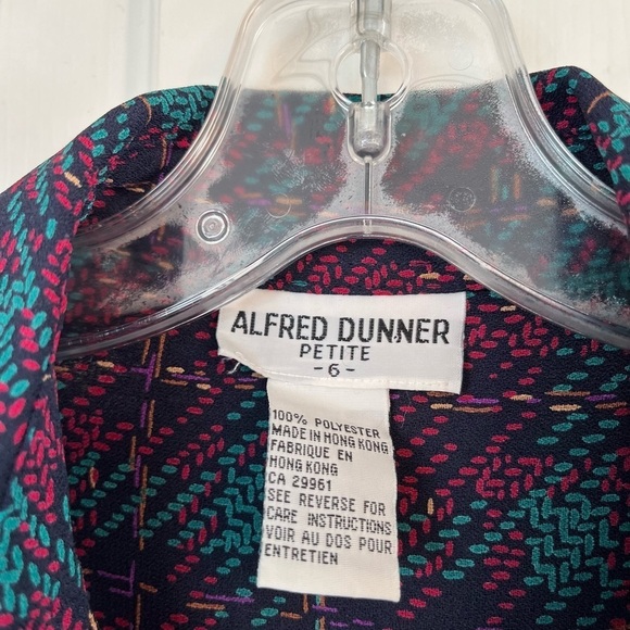 Vintage Alfred Dunner Plaid Print Semi-Sheer Button Down Shirt 6P Multicolour - Picture 4 of 16